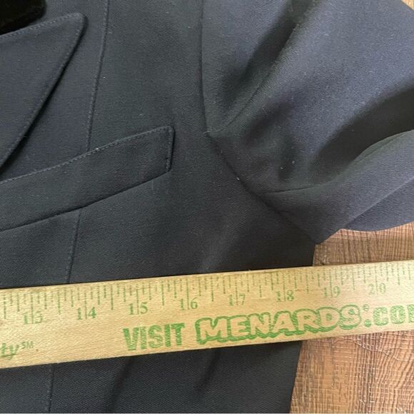 Myrene De Premonville Paris Vintage Double Breast Blazer Velvet Trim Gold Button - Picture 6 of 12
